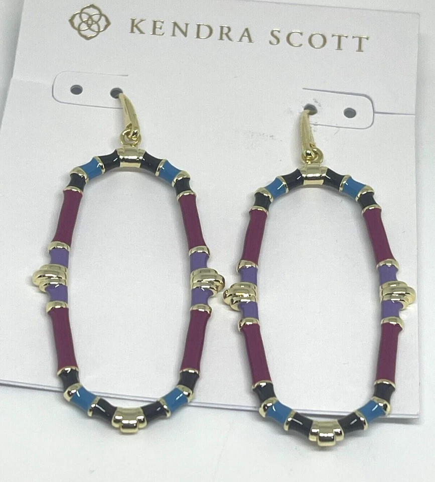 Pendientes Kendra Scott Essie Marco Abierto en Neutro, Verde Mar, Mezcla Orquídea Dorada Foto 2 de 4