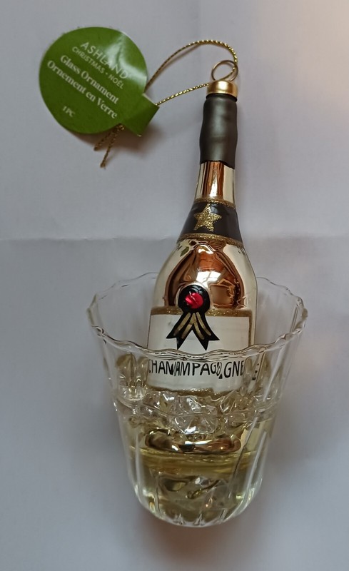 Christmas Tree Plastic Champagne Ornament