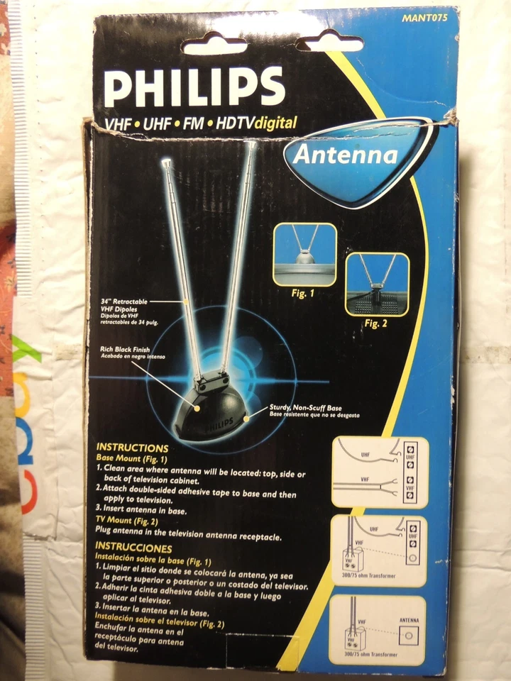 Antena interior de señal VHF/UHF/FM Philips MANT075 Foto 2 de 4