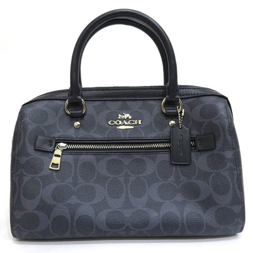 Used COACH 93987 SA Rank Shoulder Bag Handbag 2WAY Diagonal Navy Women