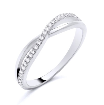 Sterlingsilber simulierter Diamant Crossover Ewigkeit Ehering Ring K bis S