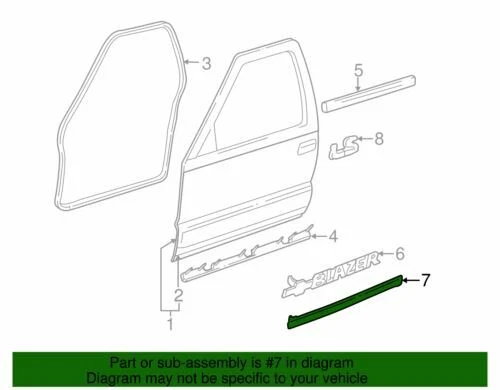 Genuine GM 1998-2001 Chevrolet Blazer Front Right Door Lower Molding 15713462 - Imagem 2 de 2