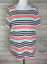 Croft & Barrow Classic Tee Women's Multicolor Striped Stretch Knit Top Plus 1X