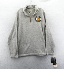 CCM Boston Bruins Sweatshirt Mens Large Gray NHL Hockey 1/4 Zip Soft Lined New