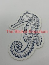 Seahorse Sticker Ocean Beach Nautical Aesthetic Sea Horse White Blue Decal