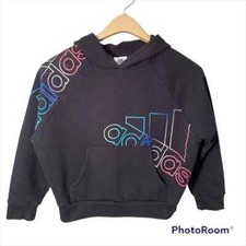 Adidas Girl  s Black rainbow logo hoodie size Small 7/8
