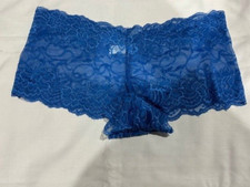 Boyshorts panty for women Sz M Royal Blue Lace Waist Low Rise Floral Panties