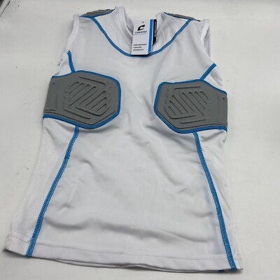 Champro Bull Rush Compression Shirt-WHITE BODY, GREY INSET, YOUTH-L