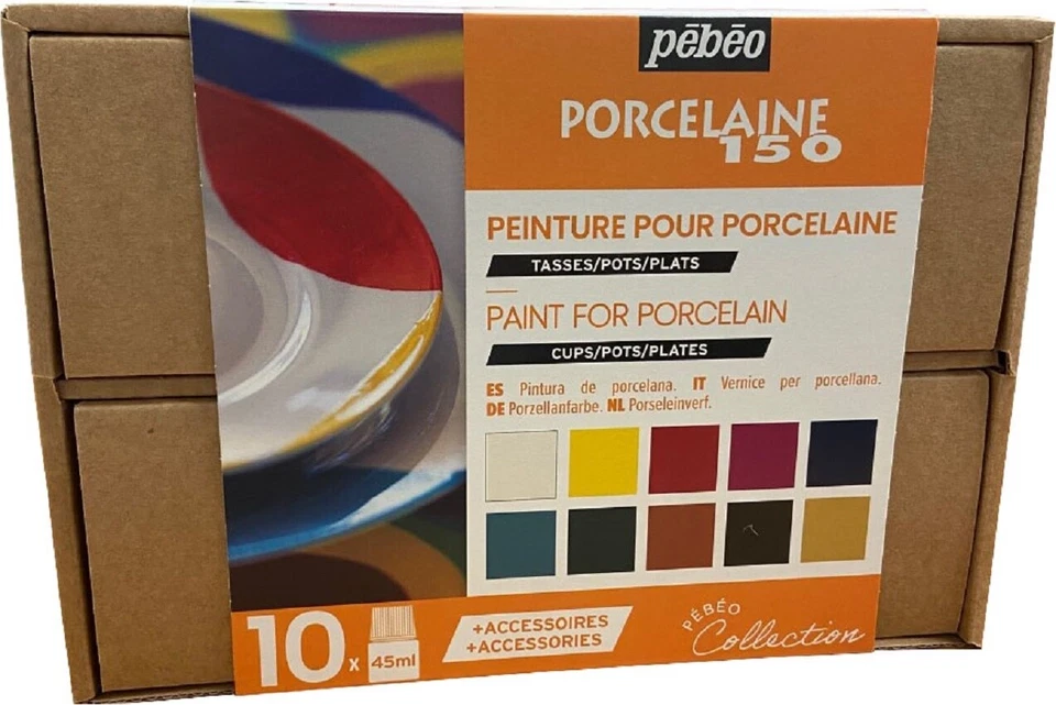 PÉBÉO Pebeo Porcelaine 150 Collection Set 10x 45ml Paint China Ceramic Painting 758471