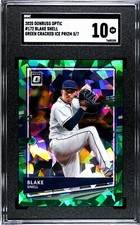 2020 Donruss Optic #172 Blake Snell GREEN CRACKED ICE PRIZM /7 SGC 10 GEM MINT