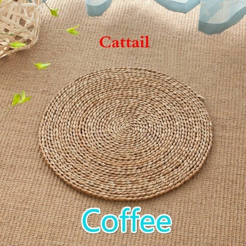 Eco Corn Husk Cattail Hassock Round Pad Mat Tatami Floor Chair Seat Cushion Home - Image 4 of 4