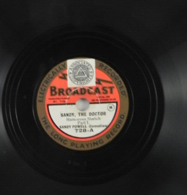 Sandy Powell   Sandy, The Doctor 9'' 78 RPM 1931 UK Release Comedy Record