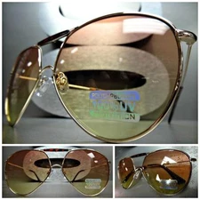 Mens Women CLASSIC VINTAGE RETRO Style SUN GLASSES Gold Frame Pink & Yellow Lens