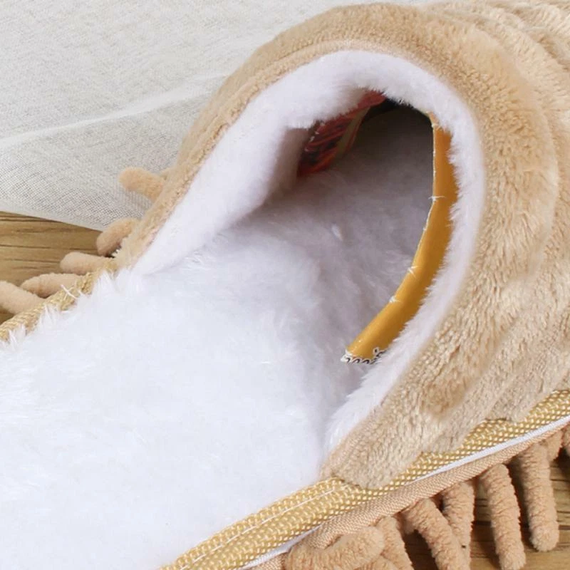 Esfregão de chão de inverno chinelos de limpeza de poeira engrossar casa sapato destacável unissex P G - Imagem 3 de 4