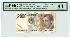 2000 LIRE CHAMPION (NUMBER 186) BANK OF ITALY GUGLIELMO MARCONI 24/10/1990 qFDS
