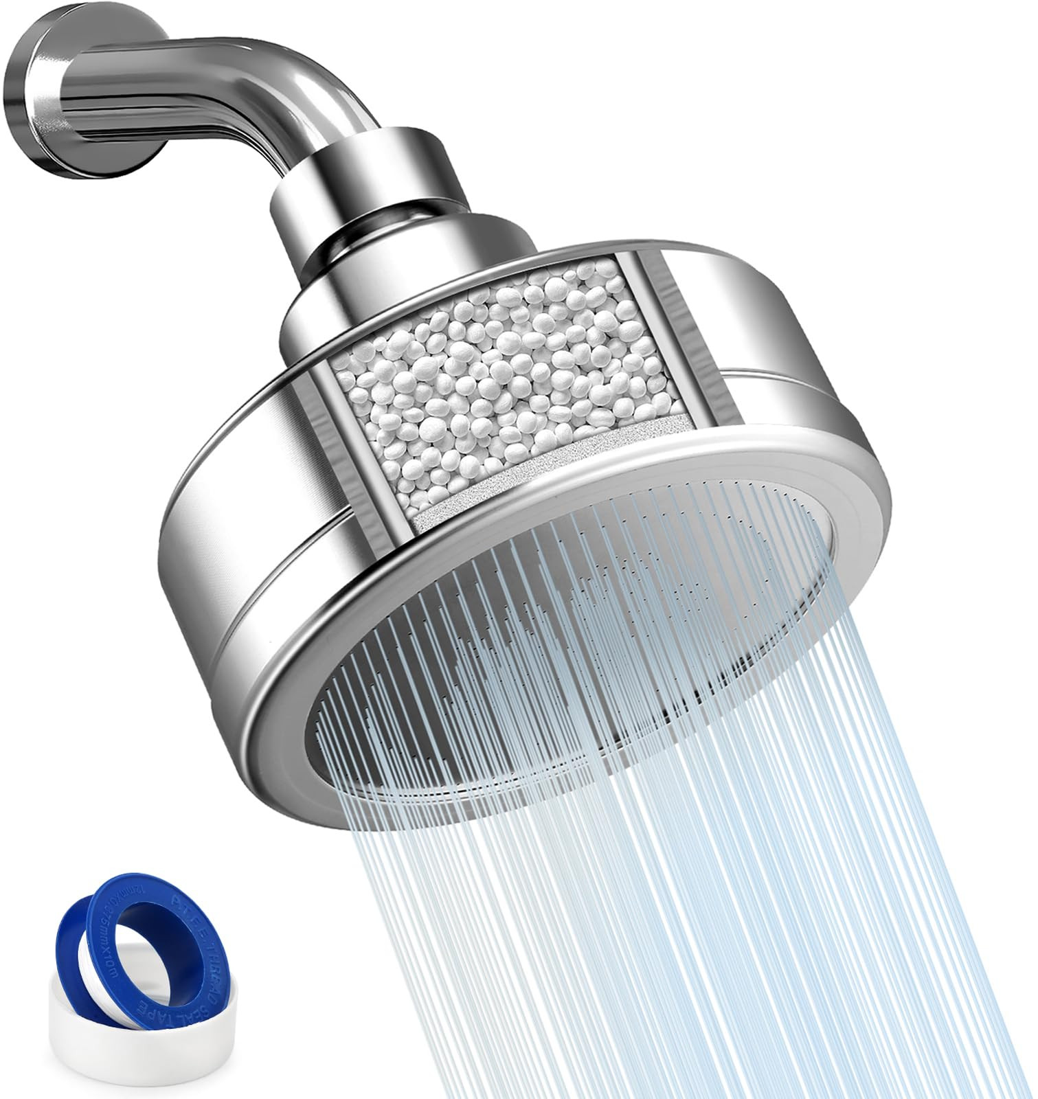 High Pressure Filtered Fixed Showerhead with 3.2-Inch Silver Design
