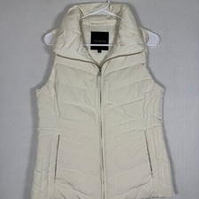 Talbots Womens Ivory Cream Chevron Quilted Down Puffer Vest VN5267 Size S