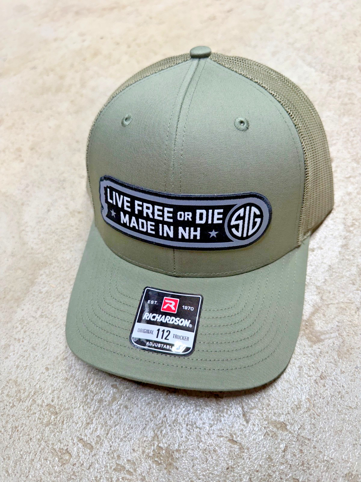 SIG SAUER LFOD Patch OD Green Richardson 112 Hat Adjustable Cap Mesh Back