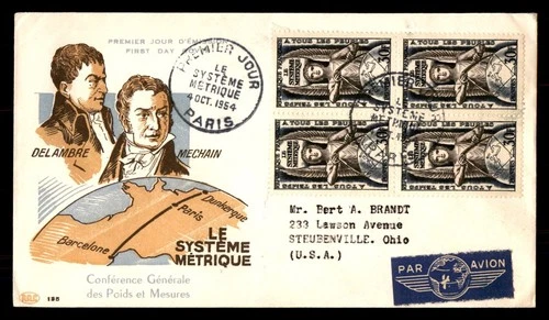 Mayfairstamps France 1954 The Metric System PAC Block First Day Cover aaw_67471
