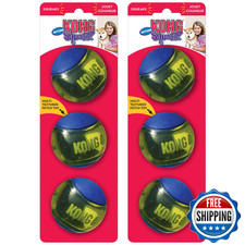 KONG Squeezz Action Ball Dog Toy, Durable, Bouncy, Squeaker, Medium, Blue