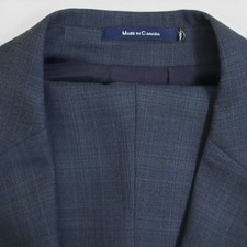 Vtg Chaps Ralph Lauren 2 Piece Suit 50XL Blue Plaid 100 Wool 2 Button Ventless
