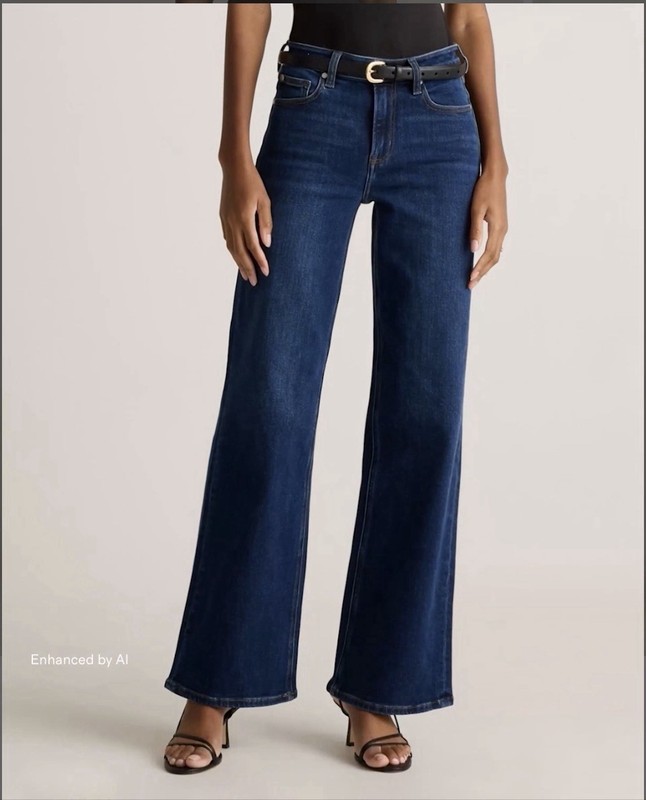 QUINCE Dark Wash BELLA STRETCH WIDE LEG JEANS in Midnight Blue Sz 25x28