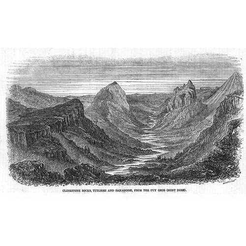 Tuiliere and Sanadoire from the Puy Gros Mount Dore - Antique Print 1858