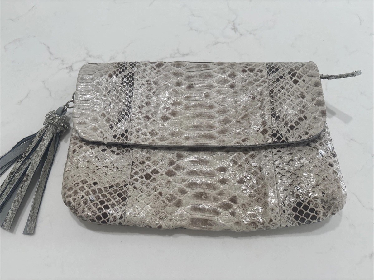 Ambre Babzoe Anthropologie Python Clutch Handbag Bag