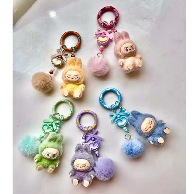 LABUBU mini Keychains-Phone Ornaments Bag Charms Car Key Chain Pendant UK Stock