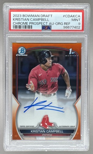 Kristian Campbell 2023 Bowman Chrome Orange Refractor 1st RC Auto 24/25 PSA 9