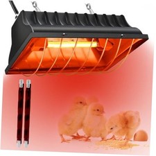 Chicken Coop Heating Lamp Brooder 250W, Adjustable Heating Temperature Black