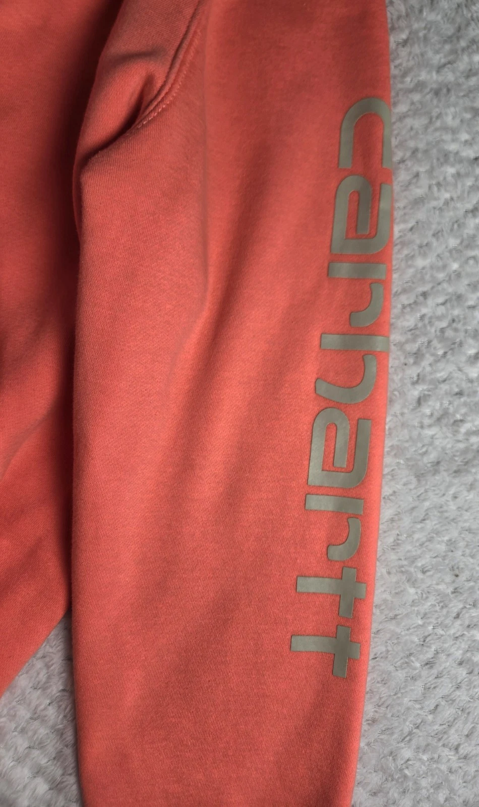VETEMENTS Felpa donna Carhartt relaxed fit peso medio logo manica grafica con cappuccio grande pesca