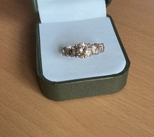 925 Silver Heliodor 5 Stone Band Ring  Size  P/Q / TGGC/ Stunning