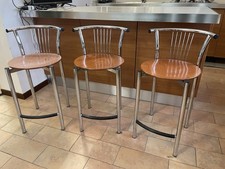 Set 3 sgabelli Calligaris cucina moderni In Legno e Acciaio. Seduta 40 Cm H 83