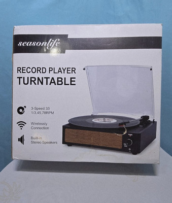Seasonlife Record Player Turntable 3-Speed 33/45/78 RPM | Wireless Connection