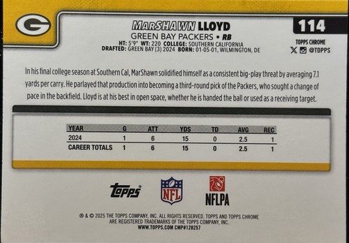 Topps Chrome 2025 Green Bay Packers 4 Card Lot Josh Jacobs MarShawn Lloyd NFL - Picture 3 of 5