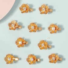 10PCS Small Flower Hair Clips Gold Crystal Hair Barrettes Alligator Hair Clip...