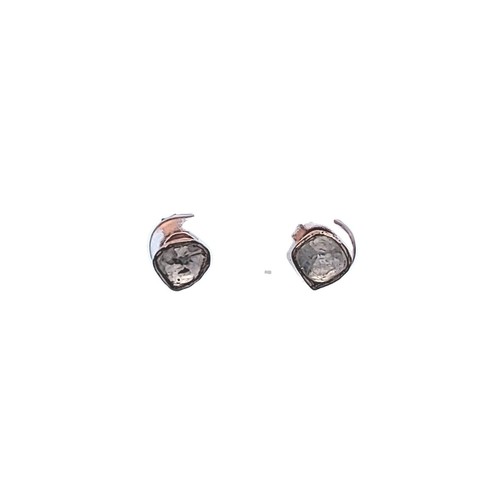 Djoy Sterling Silver Pink Gold Vermeil Rose Cut Diamond Earrings