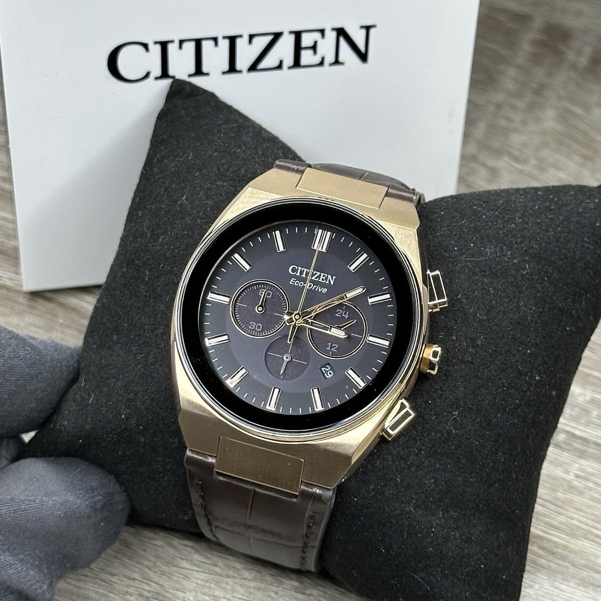 NEW✓$625✓ Citizen Eco-Drive Axiom SC Leather Chrono Date Men's