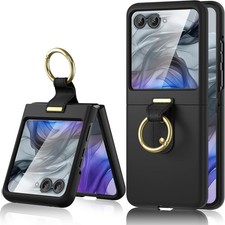 Motorola Razr 2026/2025/2024 Case, Built-in Screen Protector and Ring Holder, Bl