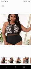 Plus Size Leapord Print One Piece Swimsuit Size 2x