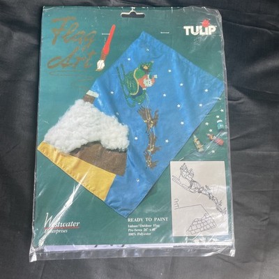 New VTG TUPLIP Ready to Paint Santa s sleigh  Flag Art INDOOR/OUTDOOR 26'' X 40''