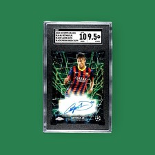 2023-24 Topps Chrome UCC Neymar Jr Black Lazer AU - Neon Green SGC 9.5