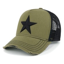 Premium Star Embroidery Cotton Trucker Hat Distressed Baseball Cap (US, Alpha...