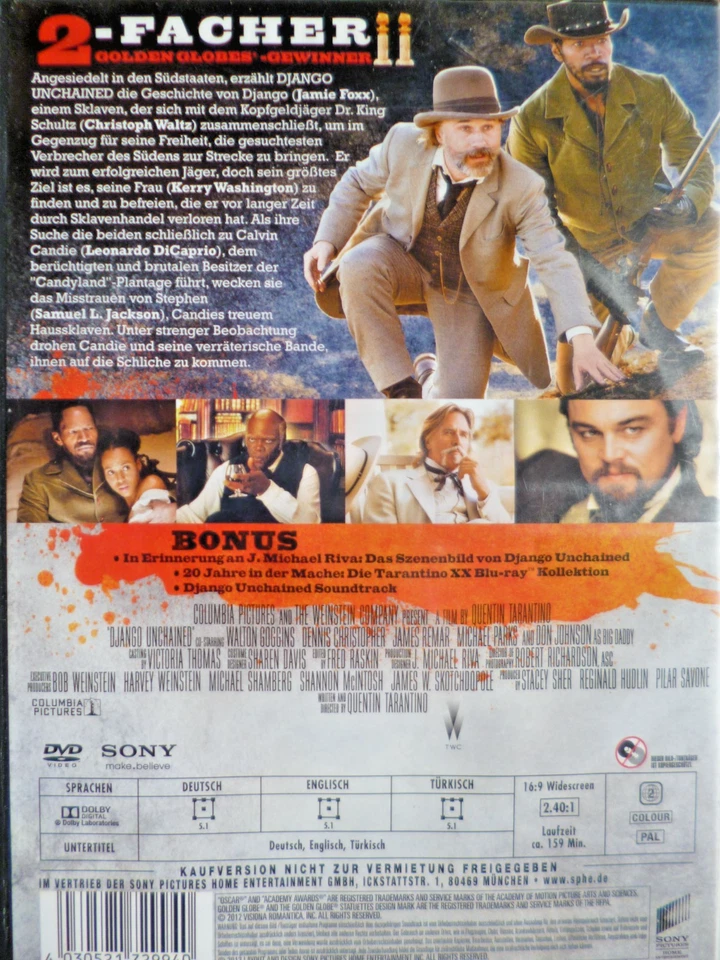 Django Unchained - Quentin Tarantino (DVD) Neuwertig OVP - Bild 2 von 4