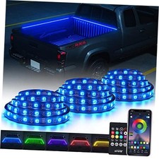 60" RGB Truck Bed Bluetooth Lights Kit, Neon Accent Exterior Glow Rails 3PCS