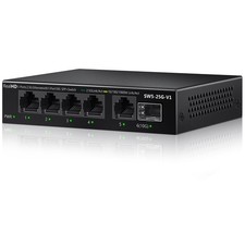 5 Port 2.5Gb Ethernet Switch Unmanaged Splitter 5x2.5G 1x10G SFP Fanless Metal