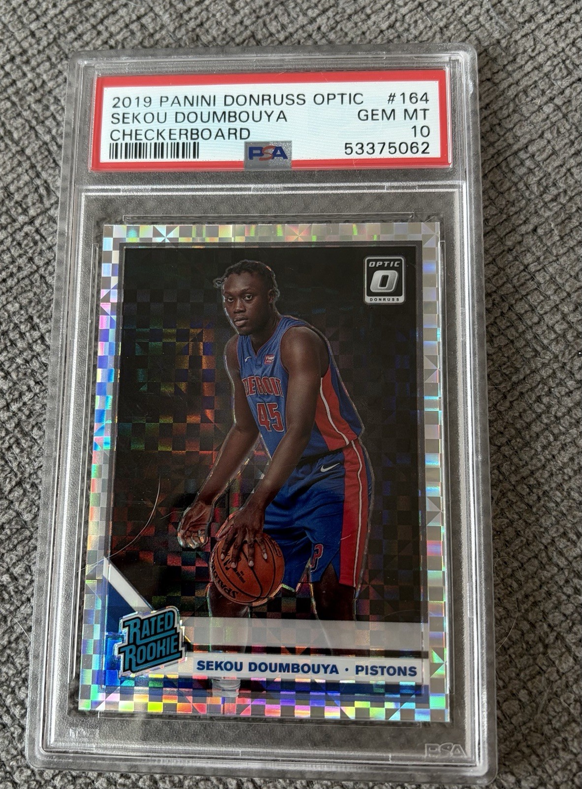 2019 Panini Donruss Optic Rated Rookie Sekou Doumbouya #164 Checkerboard Prizm