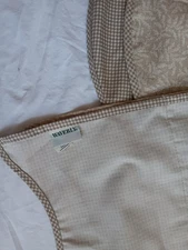 One Waverly Valance Gingham Scalloped 16" x 78" Taupe Ivory French Country