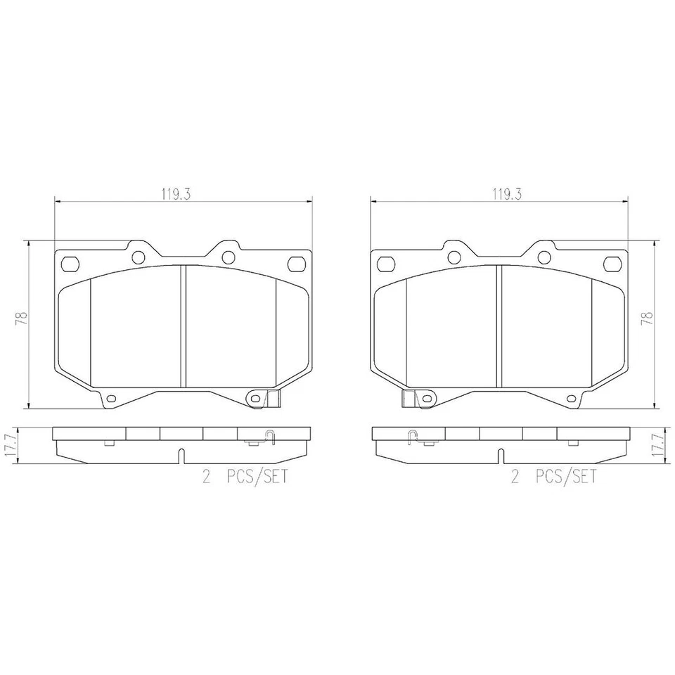 Brembo Front Premium NAO Ceramic Slotted Brake Pad Set for Toyota Tundra Sequoia - Image 3 of 3